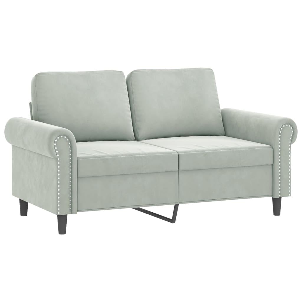 Light Gray Velvet 2 Piece Sofa Set with Throw Pillows J745427