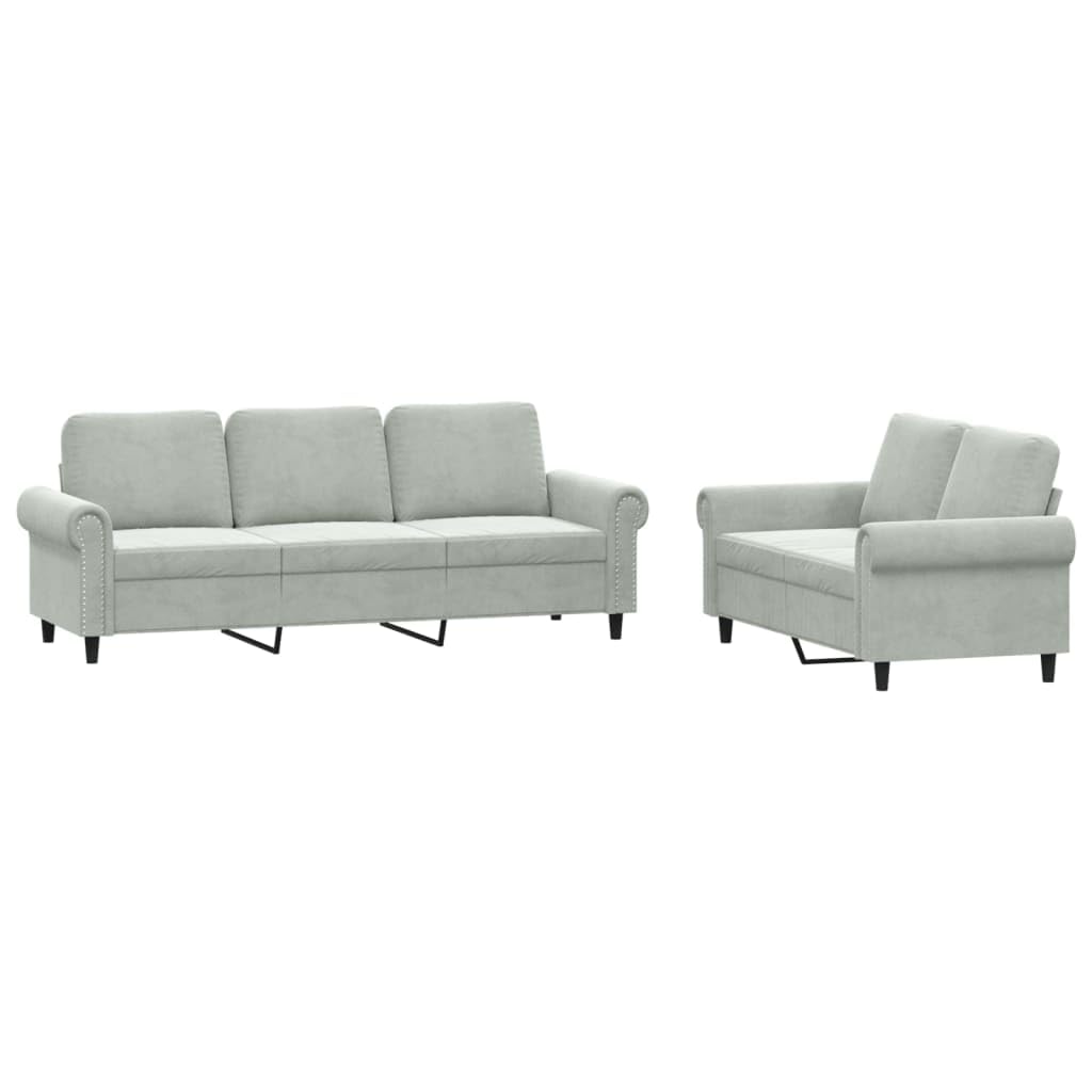 Light Gray Velvet 2 Piece Sofa Set Z90196