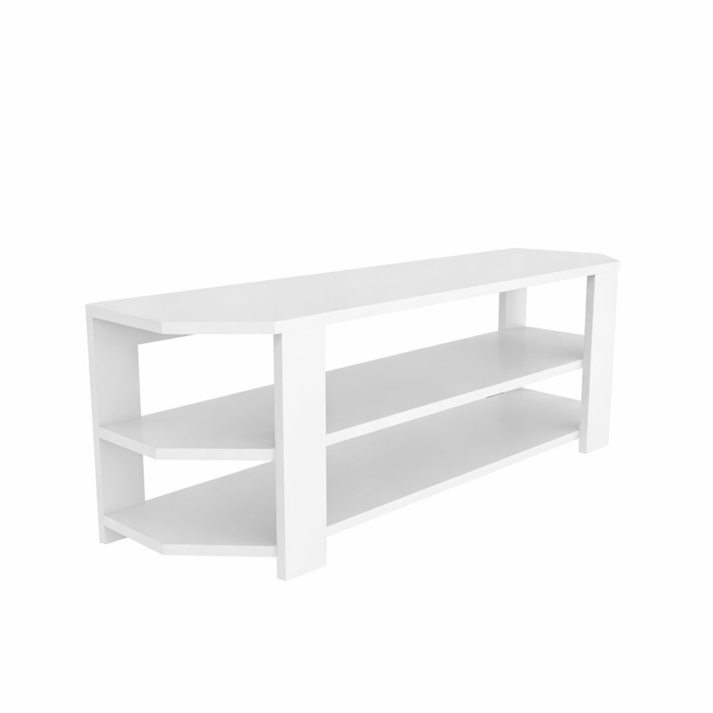 Corner TV Stand with Open Shelves for Up to 60 inch TVs White J1454