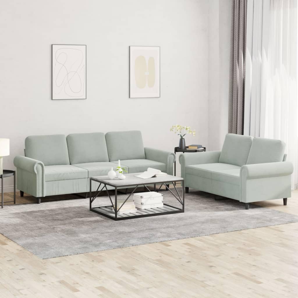 Light Gray Velvet 2 Piece Sofa Set Z90196