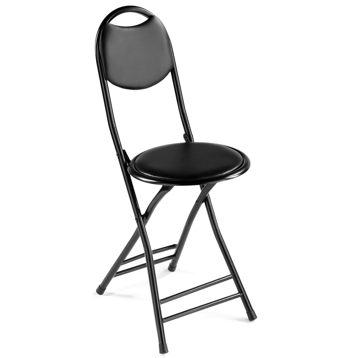 18 Inch Black Folding Bar Stool with Back K272709