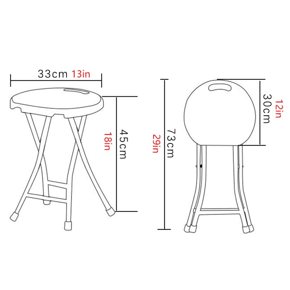 18 Inch Portable Folding Stool with Handle, 500lbs Capacity Round Plastic Chair U196