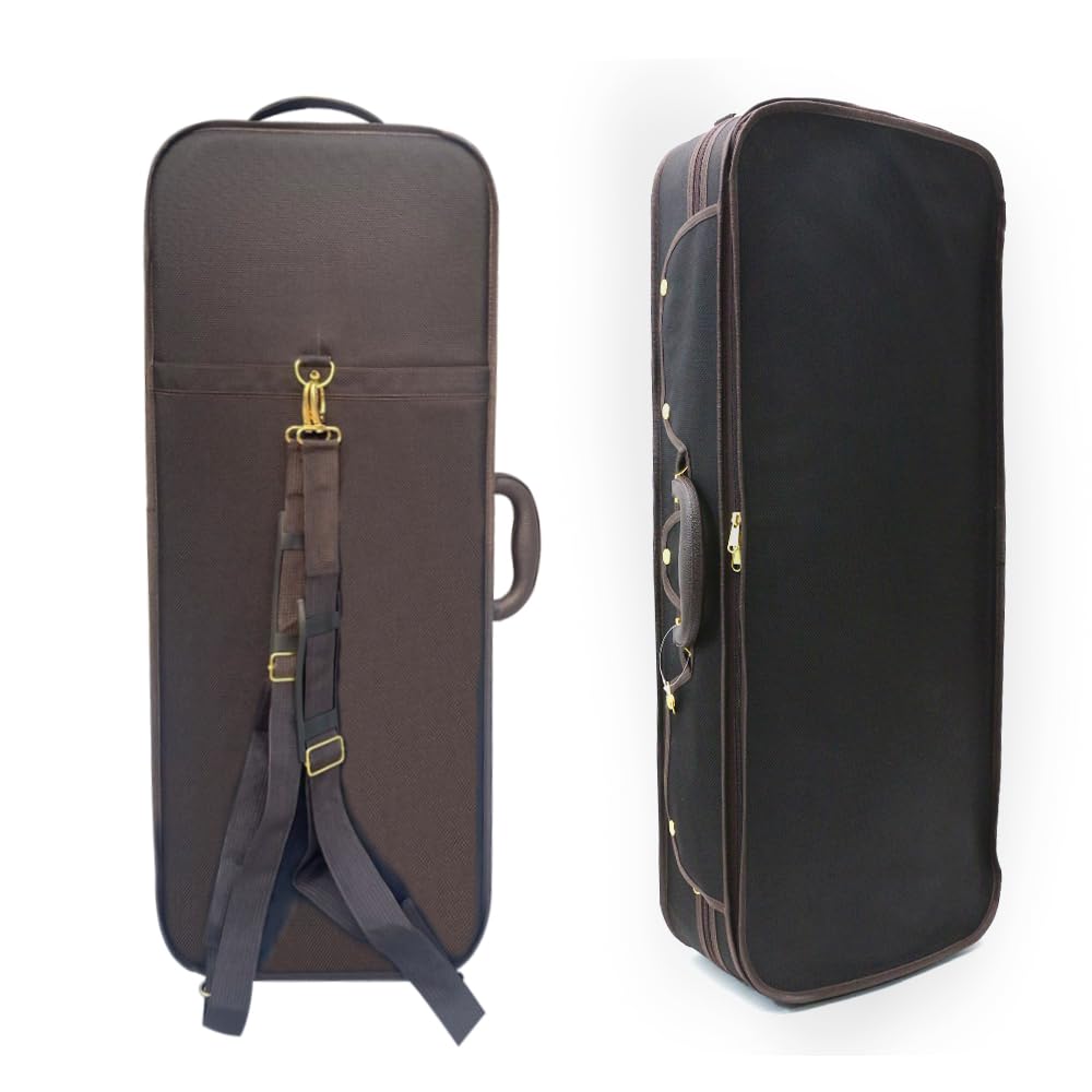 Double Violin Case Wooden Nylon Oxford Silk Interior E349