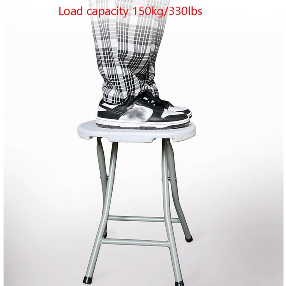 18 Inch Portable Folding Stool with Handle, 500lbs Capacity Round Plastic Chair U196