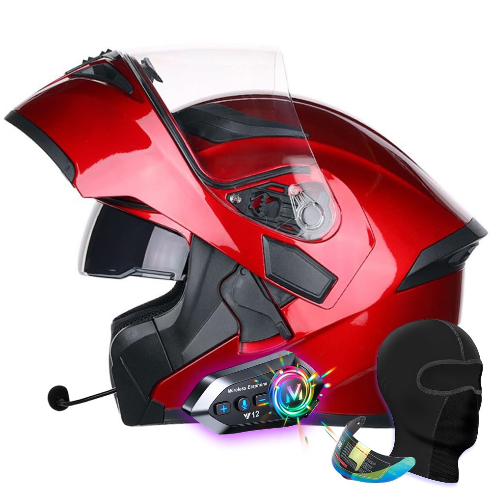 DOT Approved Flip-Up Full Face Modular Motorcycle Helmet with Dual Visors C48734