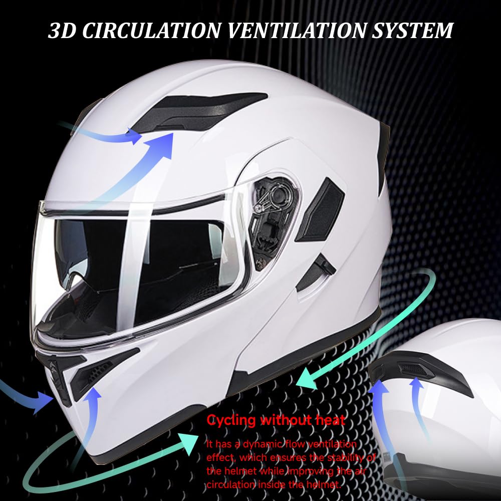 DOT Approved Flip-Up Full Face Modular Motorcycle Helmet with Dual Visors C48734