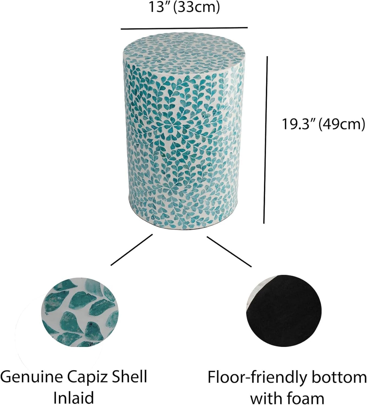 Mother of Pearl Inlaid Cylinder Drum End Table J88460