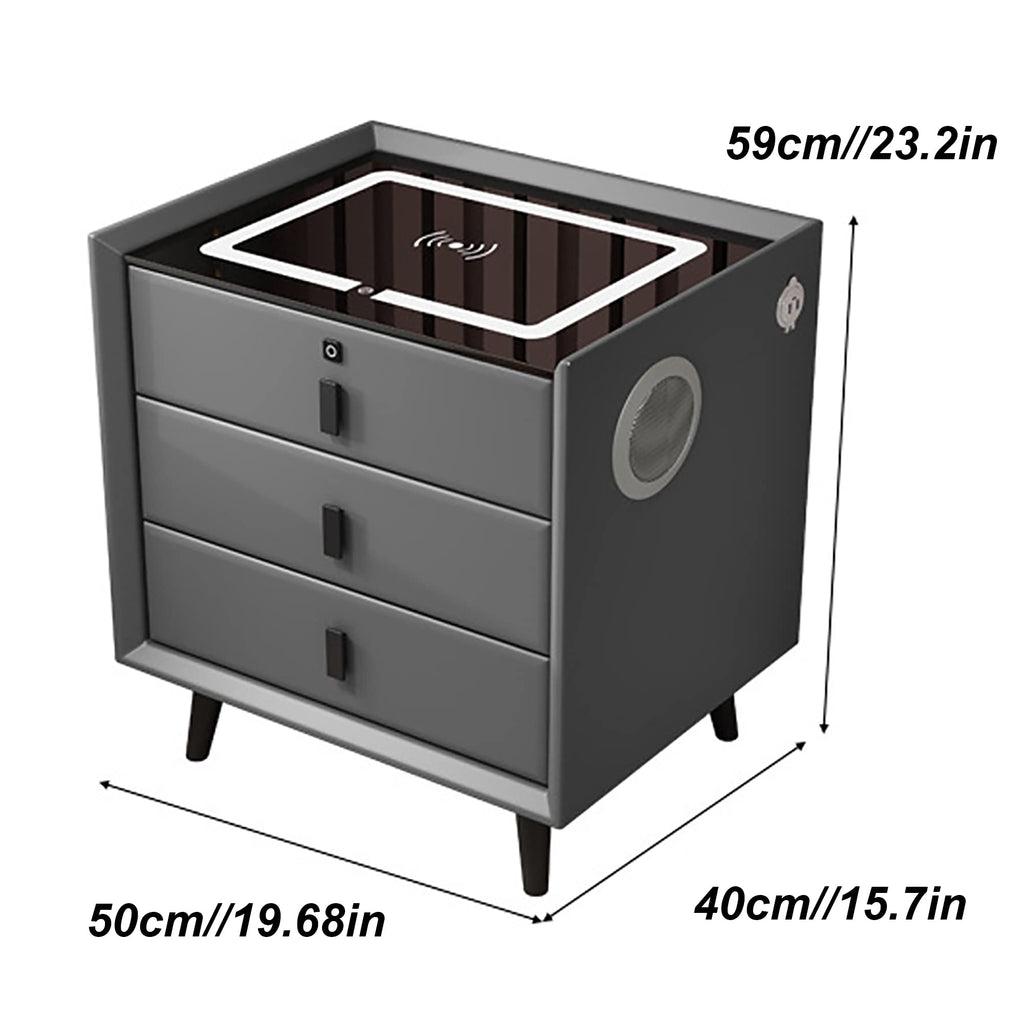 Orange 3 Drawer Nightstand with Wireless Charging Station and USB Charging Q696