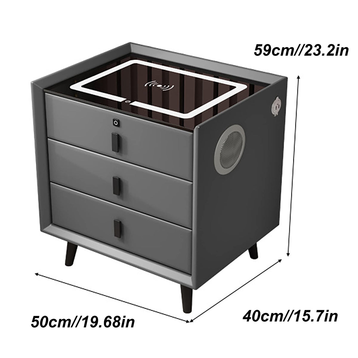 Orange 3 Drawer Nightstand with Wireless Charging Station and USB Charging Q696