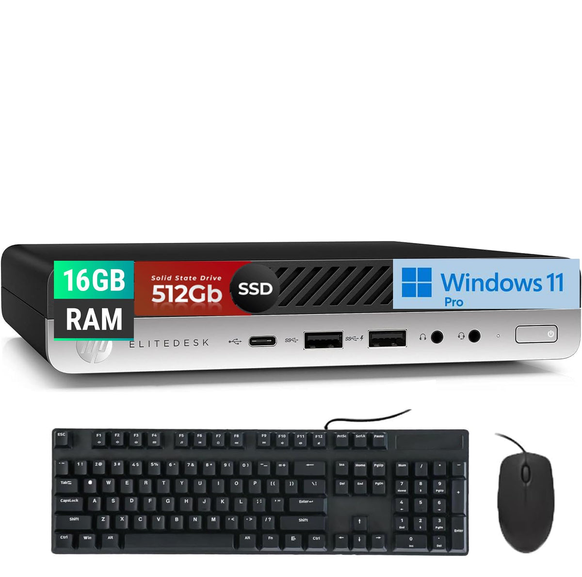 Mini Desktop Computer, Core i5-9500T, 16GB DDR4 RAM, 512GB SSD, Windows 11 Pro J2828