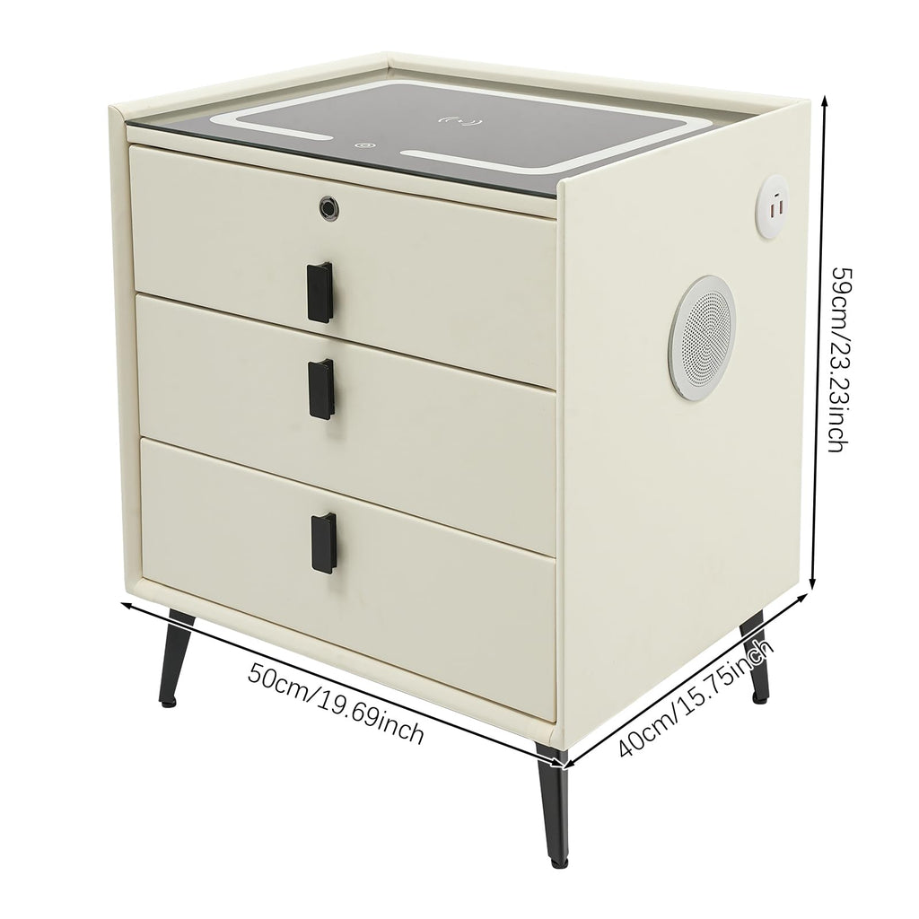 3-Drawer LED Nightstand with Wireless Charging Station Y927545