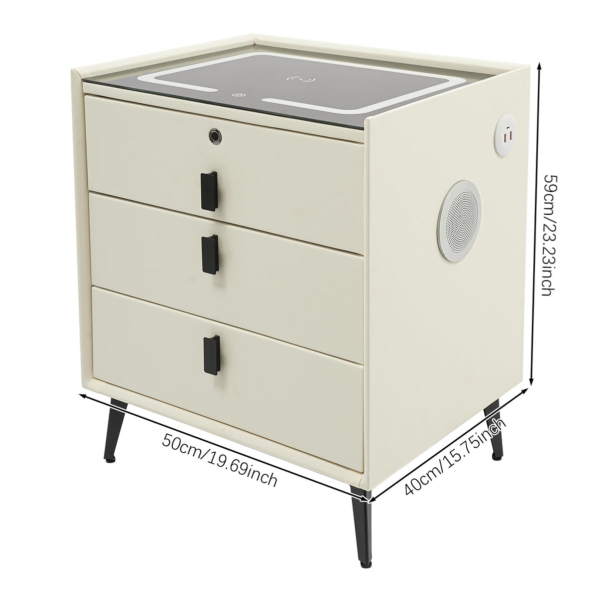 3-Drawer LED Nightstand with Wireless Charging Station Y927545