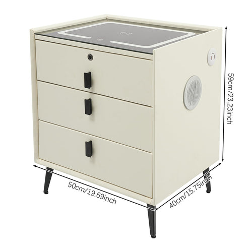 3-Drawer LED Nightstand with Wireless Charging Station Y927545