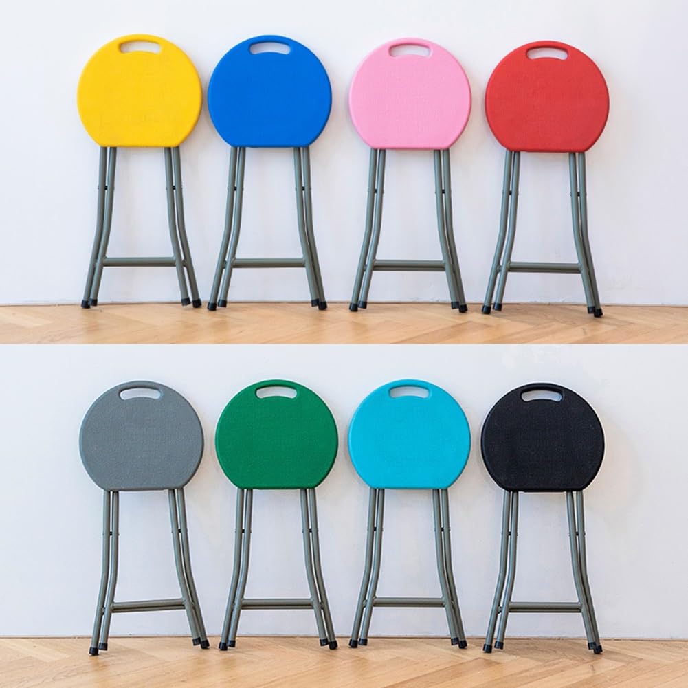 18 Inch Portable Folding Stool with Handle, 500lbs Capacity Round Plastic Chair U196