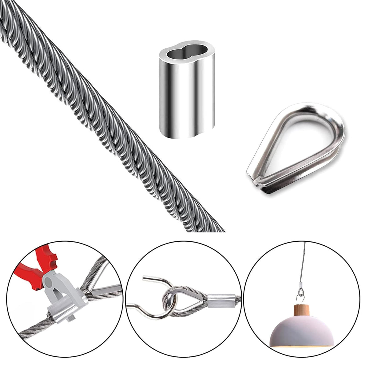 1/8 inch Stainless Steel Wire Rope Kit, 33ft J1642