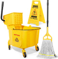 35 Qt Mop Bucket with Side-Press Wringer on Wheels I986