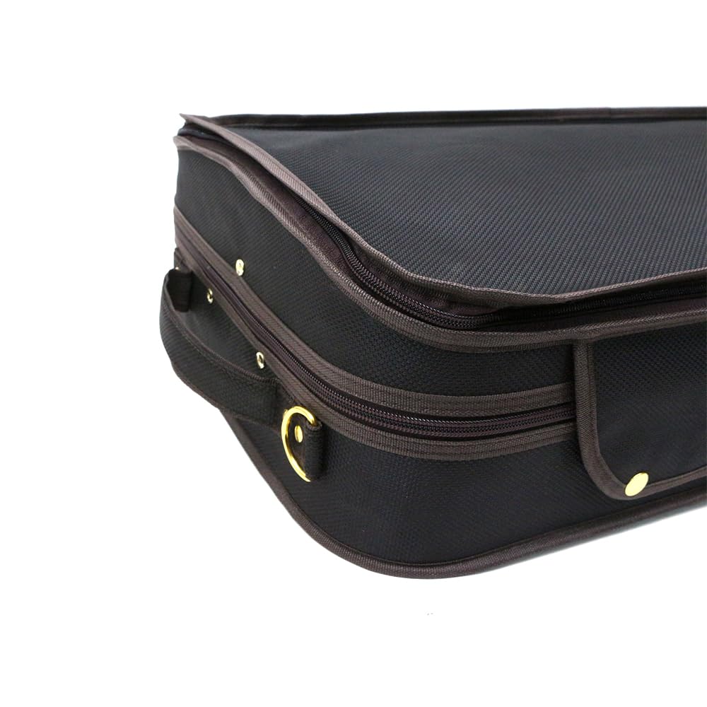 Double Violin Case Wooden Nylon Oxford Silk Interior E349