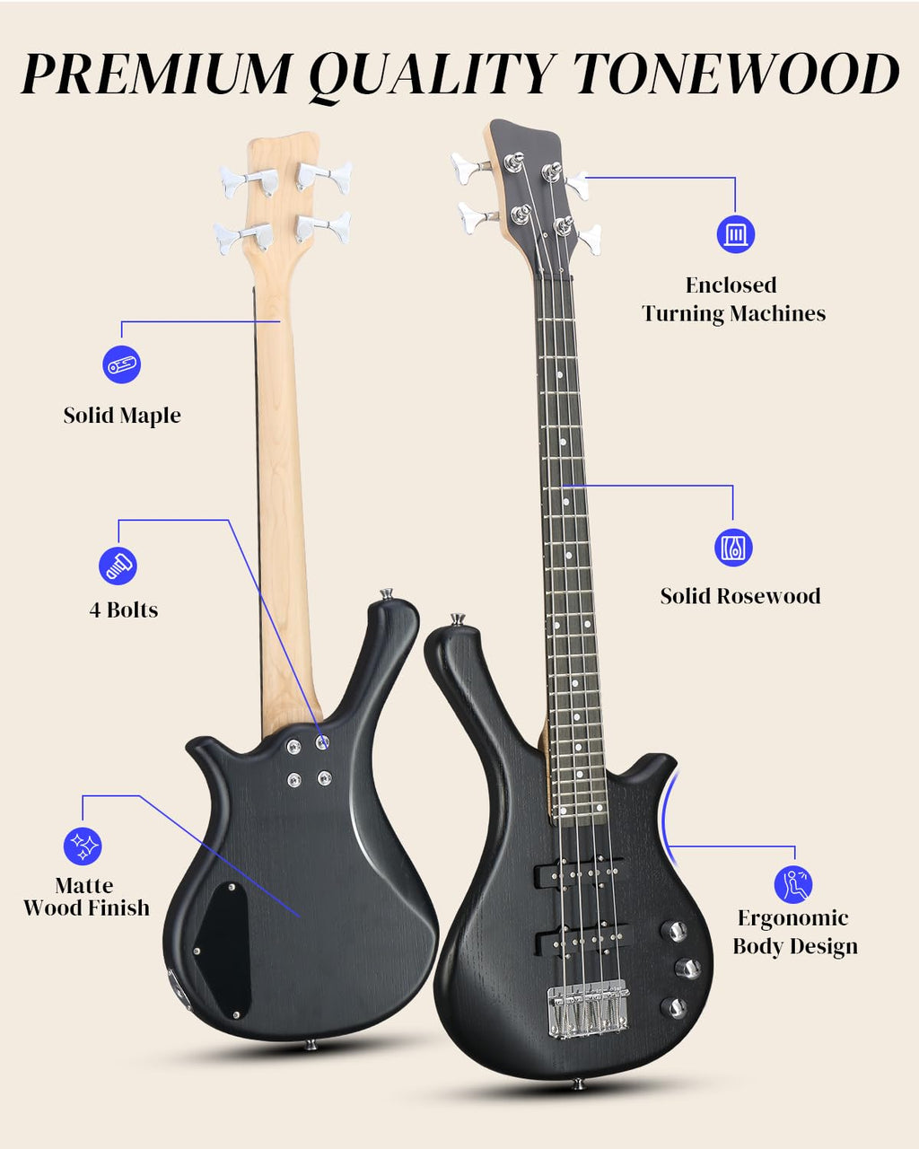 36 Inch 4 String Electric Bass Guitar T93171