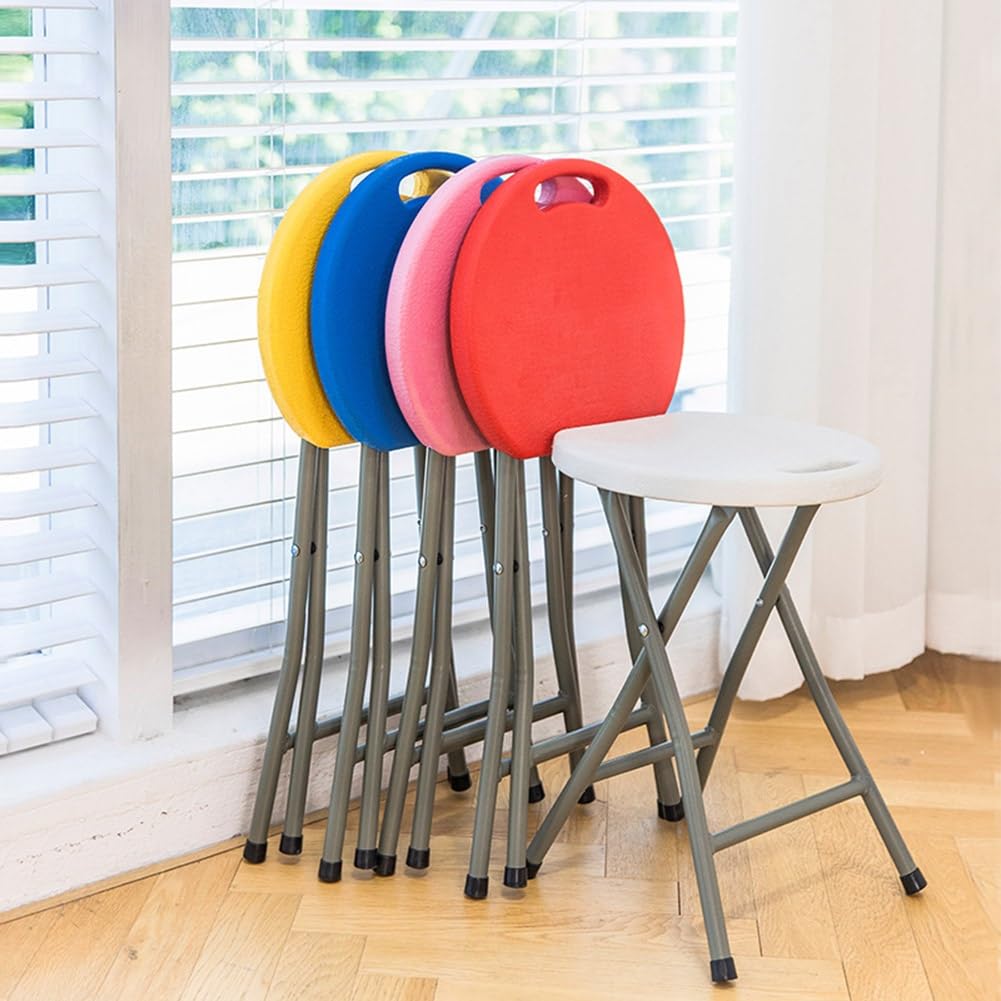 18 Inch Portable Folding Stool with Handle, 500lbs Capacity Round Plastic Chair U196
