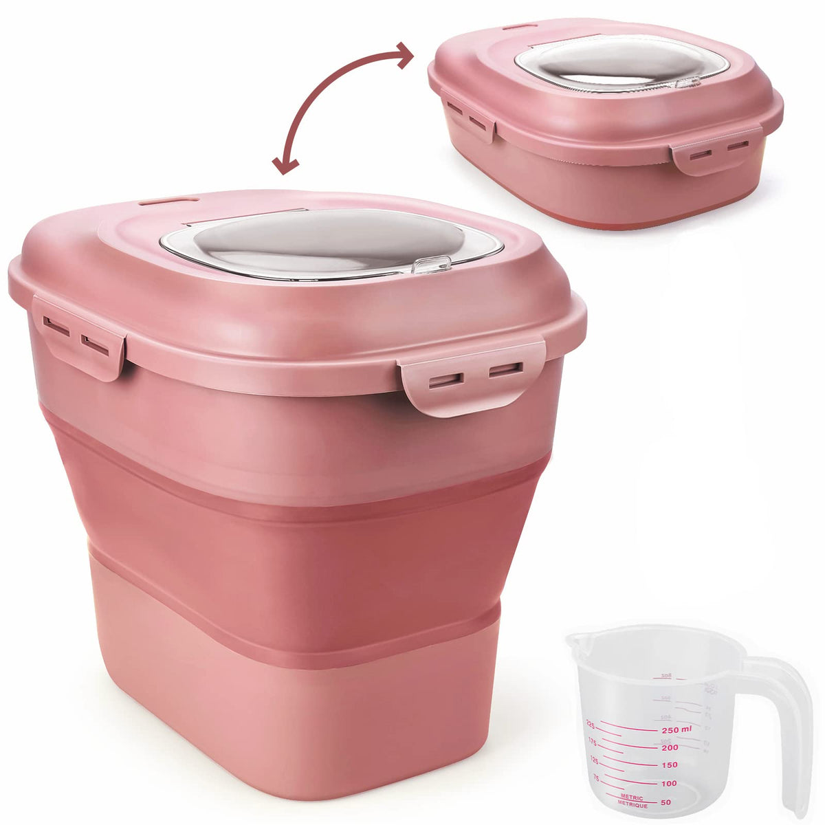 Collapsible Airtight Dry Food Storage Containers with Rolling Wheel N723
