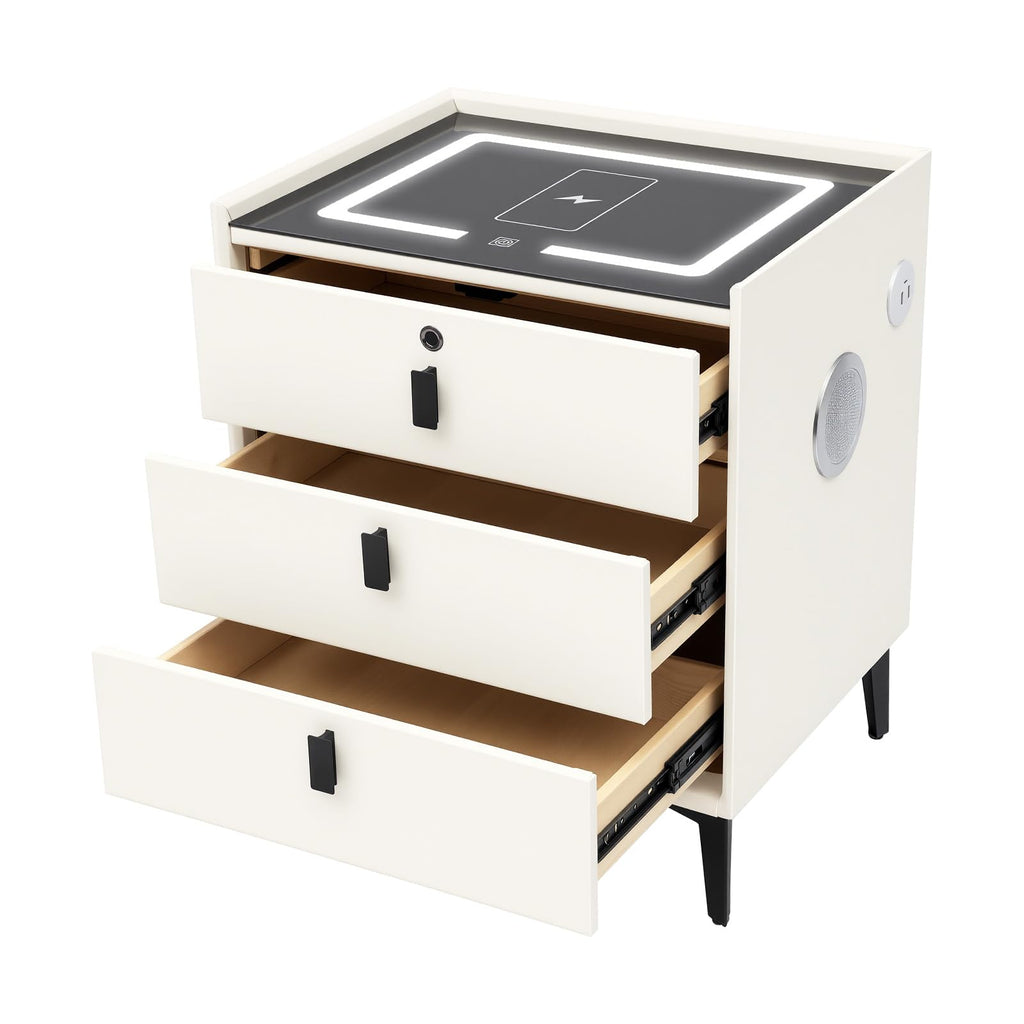 3-Drawer LED Nightstand with Wireless Charging Station Y927545