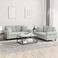 Light Gray Velvet 2 Piece Sofa Set with Throw Pillows J745427