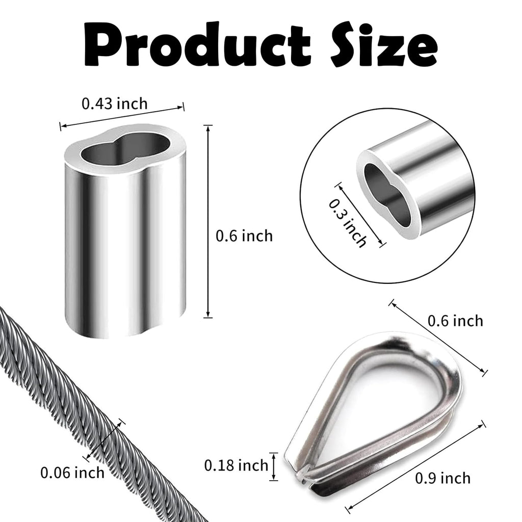 1/8 inch Stainless Steel Wire Rope Kit, 33ft J1642