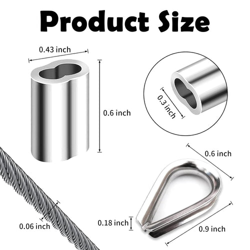 1/8 inch Stainless Steel Wire Rope Kit, 33ft J1642