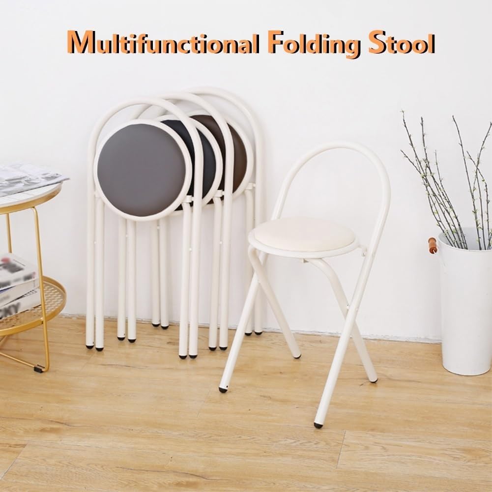 18in Padded Folding Stool with Backrest F2560