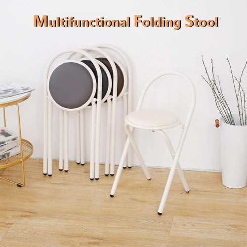 18in Padded Folding Stool with Backrest F2560