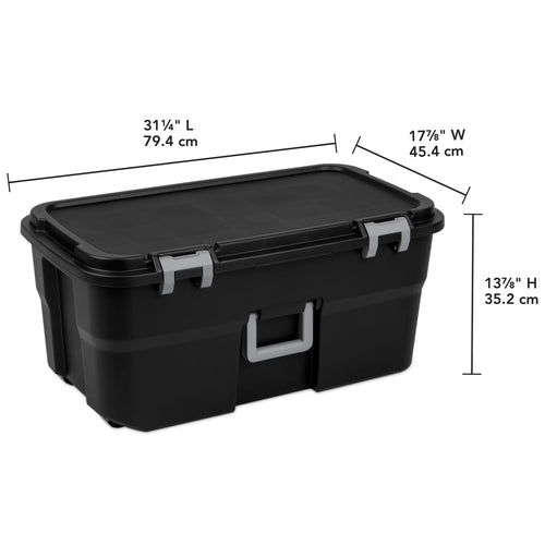 22 Gallon Black Wheeled Plastic Storage Trunk with Handle A206