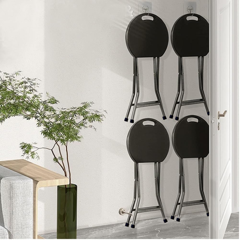 18 Inch Portable Folding Stool with Handle, 500lbs Capacity Round Plastic Chair U196