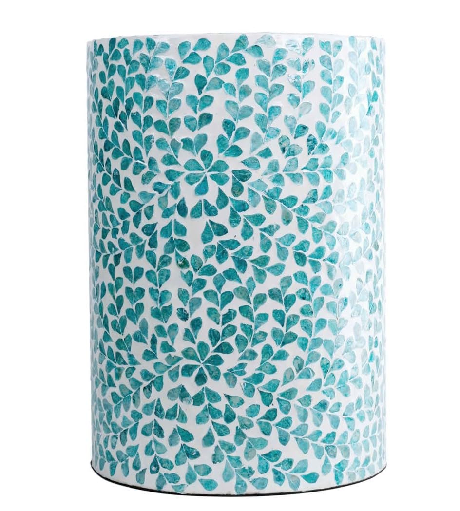 Mother of Pearl Inlaid Cylinder Drum End Table J88460