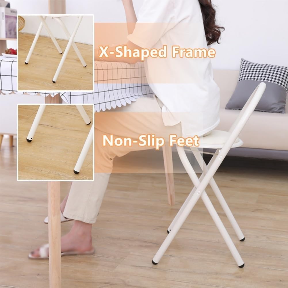 18in Padded Folding Stool with Backrest F2560