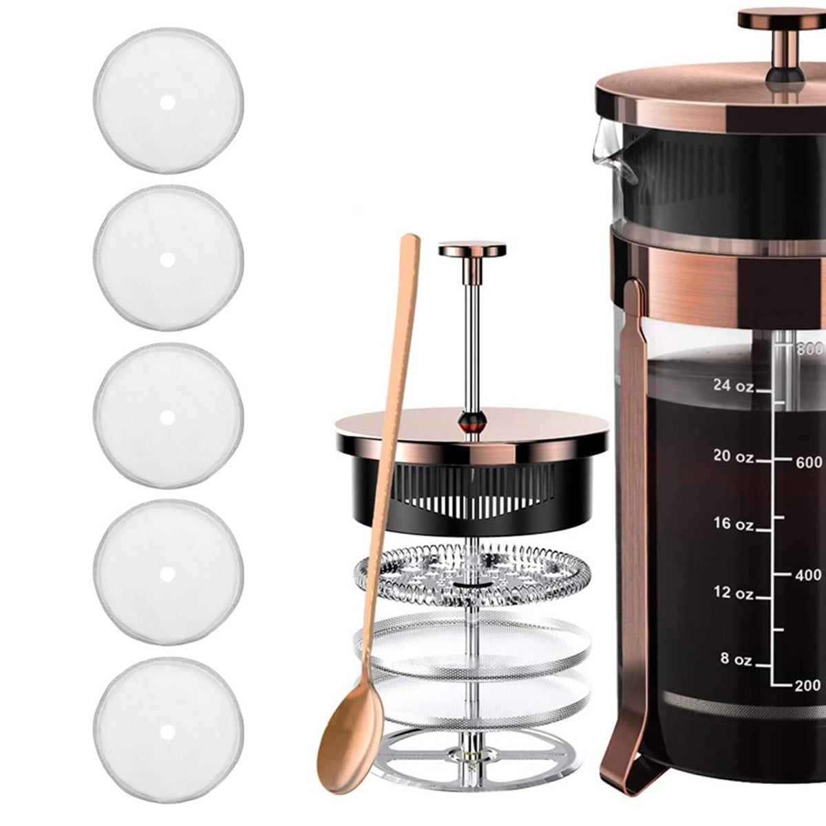 5 Pieces 3 Inch Stainless Steel Reusable French Press Filters M245314