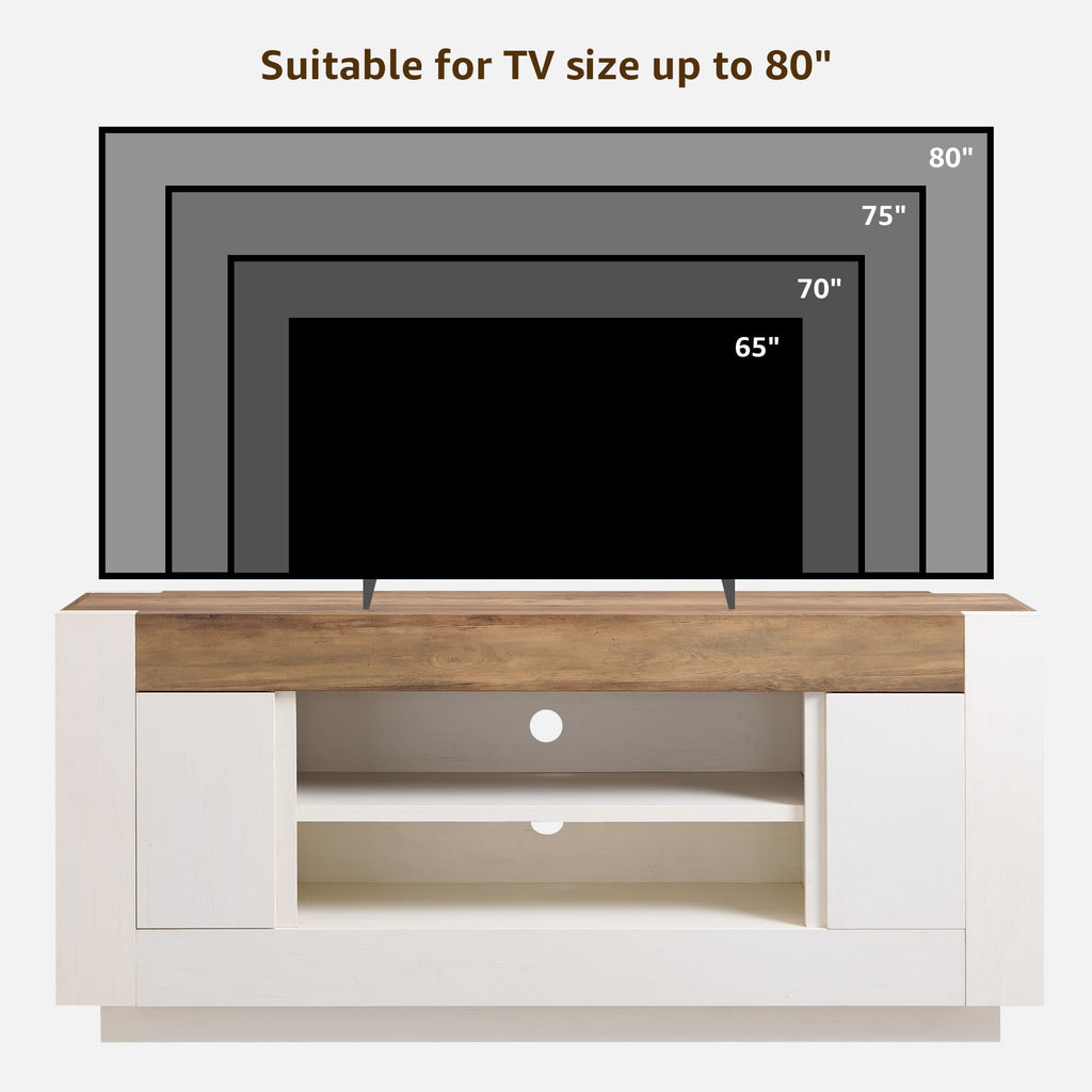 70" Antique White TV Stand Q8502