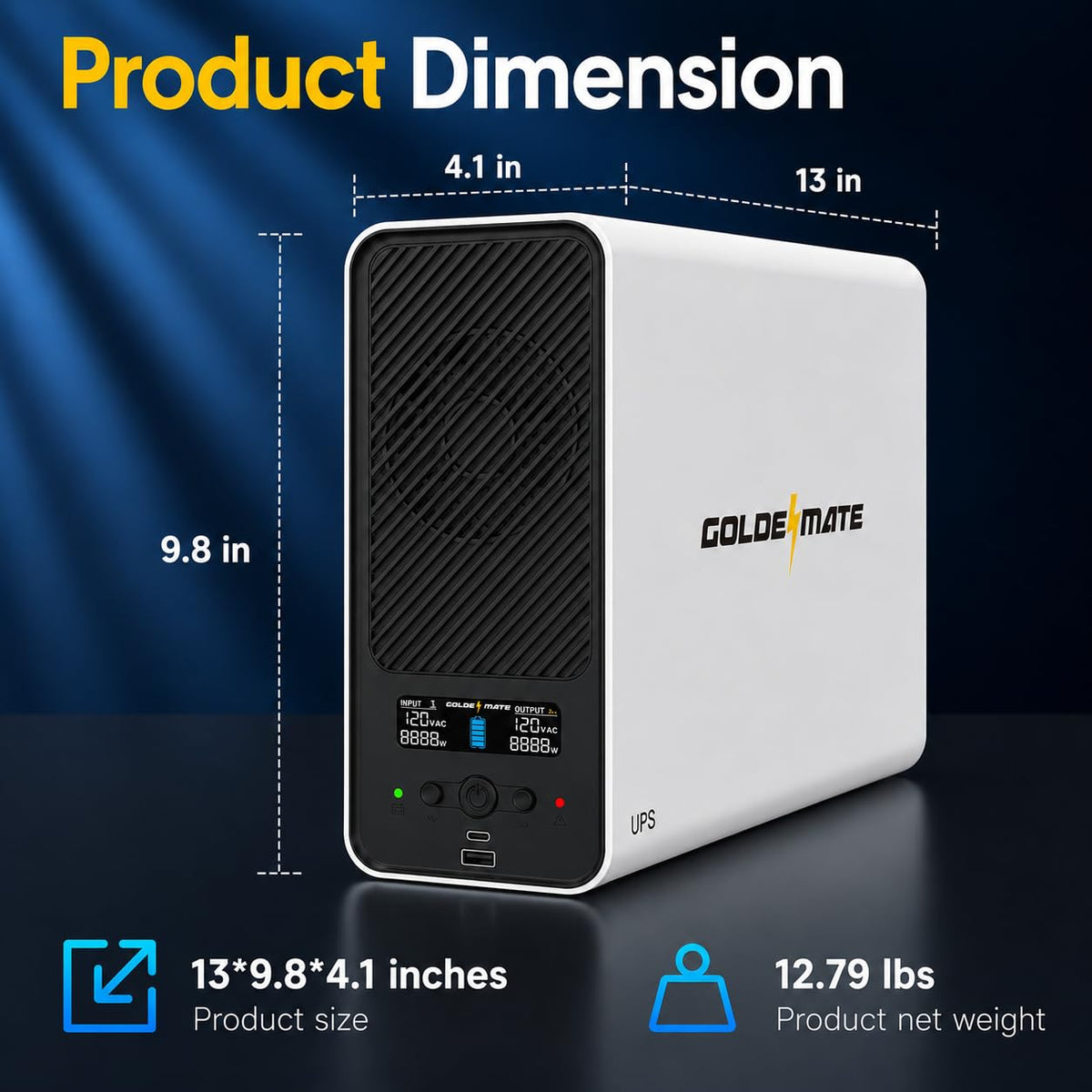 White 1500VA/1000W Lithium UPS Battery Backup & Surge Protector J8827