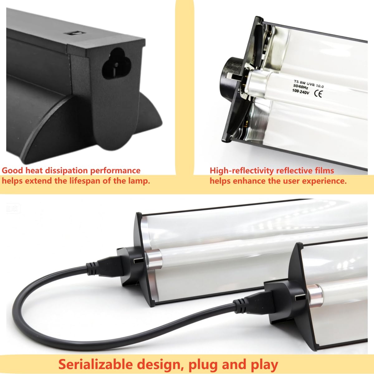 8W T5 UVB UVA Reptile Light Fixture and Bulb Kit K83178