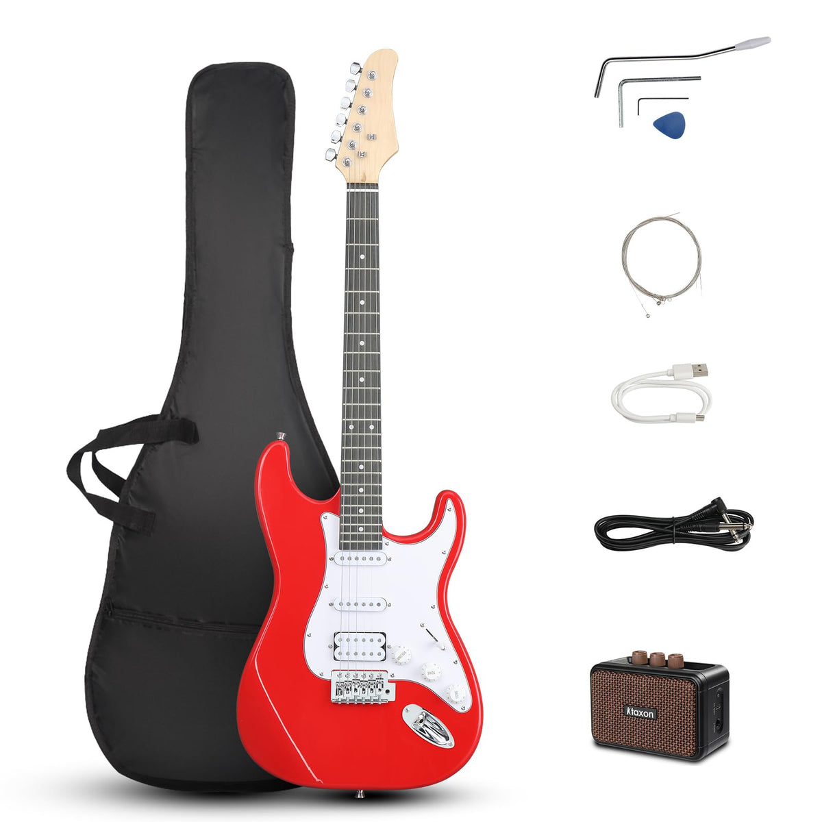 39 Inch Red Electric Guitar Kit with Amp U40636