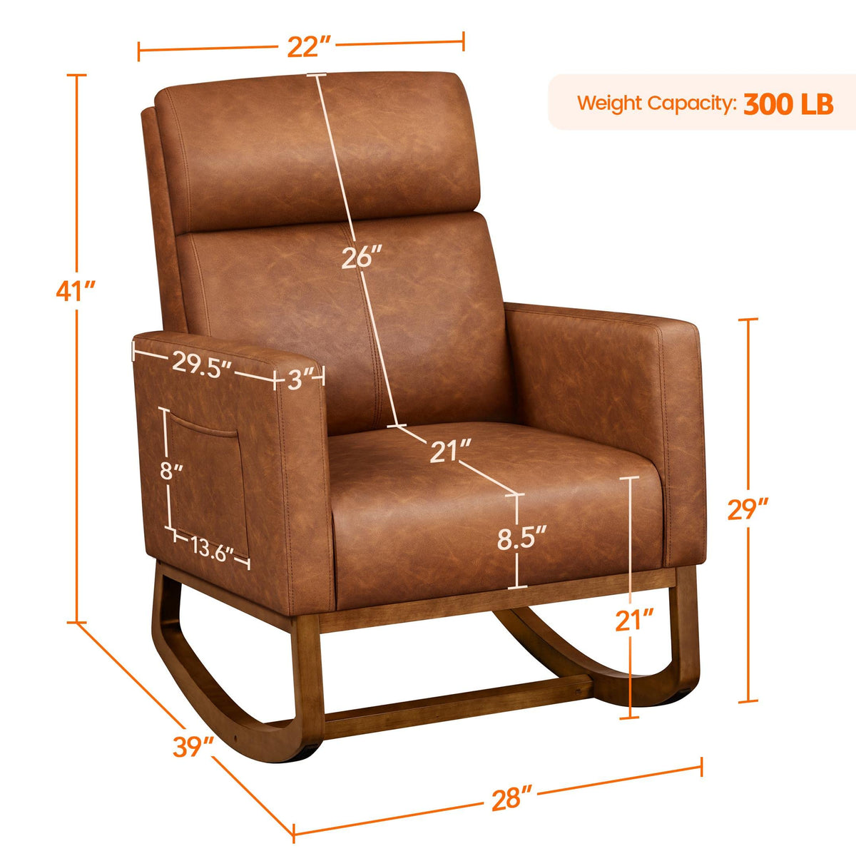 Brown Leather Glider Chair V167801