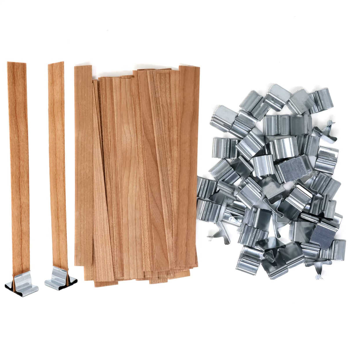 50PCS Crackling Wooden Candle Wicks with Metal Base E531648