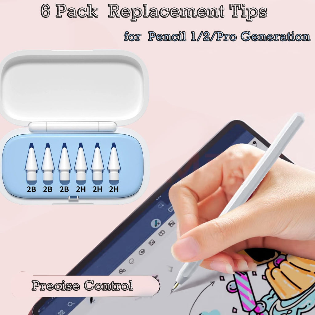 6 Pack Replacement Pencil Tips with Case P706