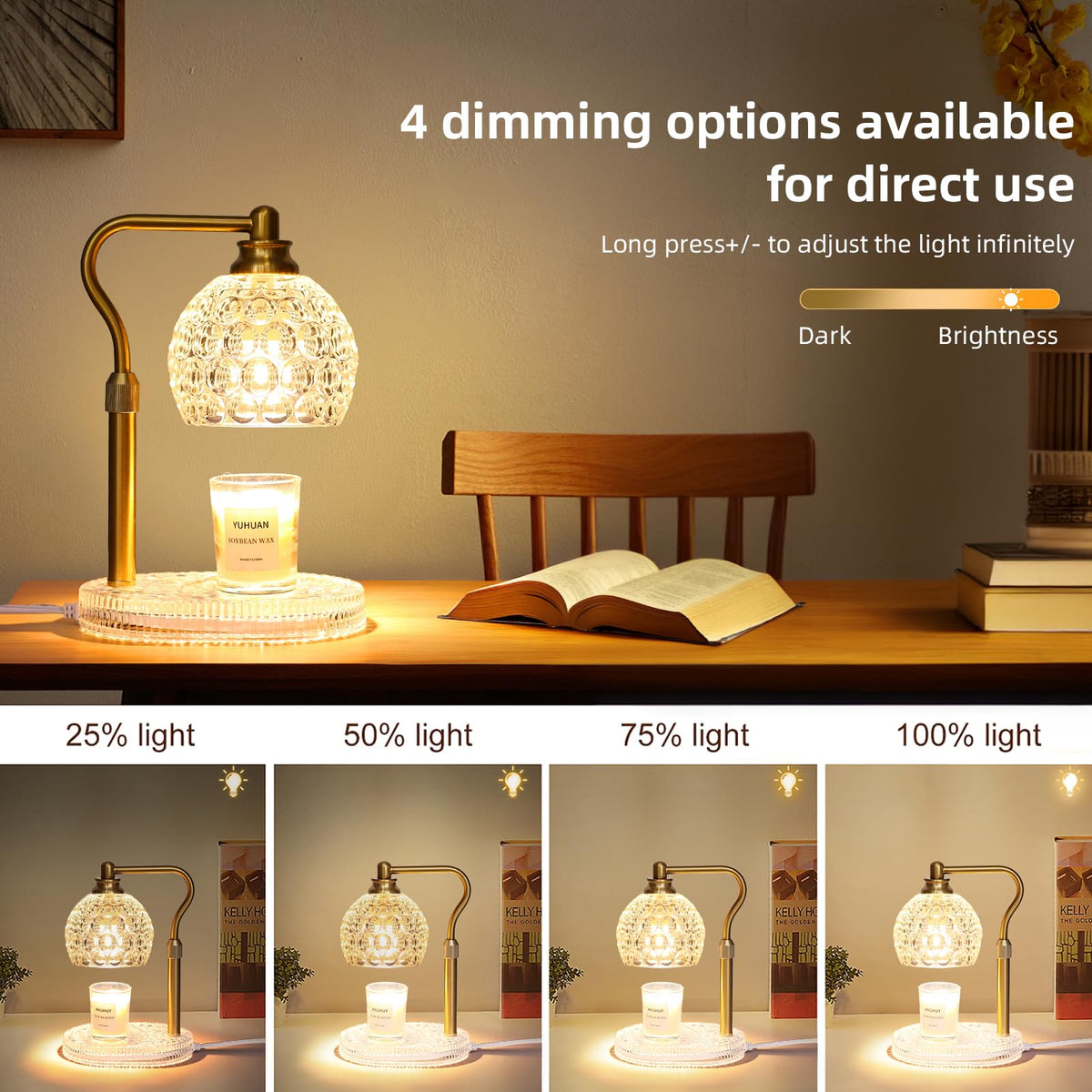 Candle Warmer Lamp with Timer & Dimmer, Height Adjustable H47709