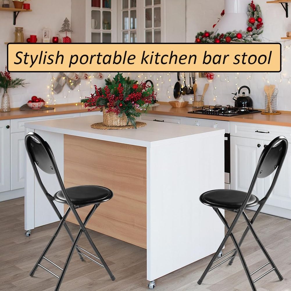 18 Inch Black Folding Bar Stool with Back K272709