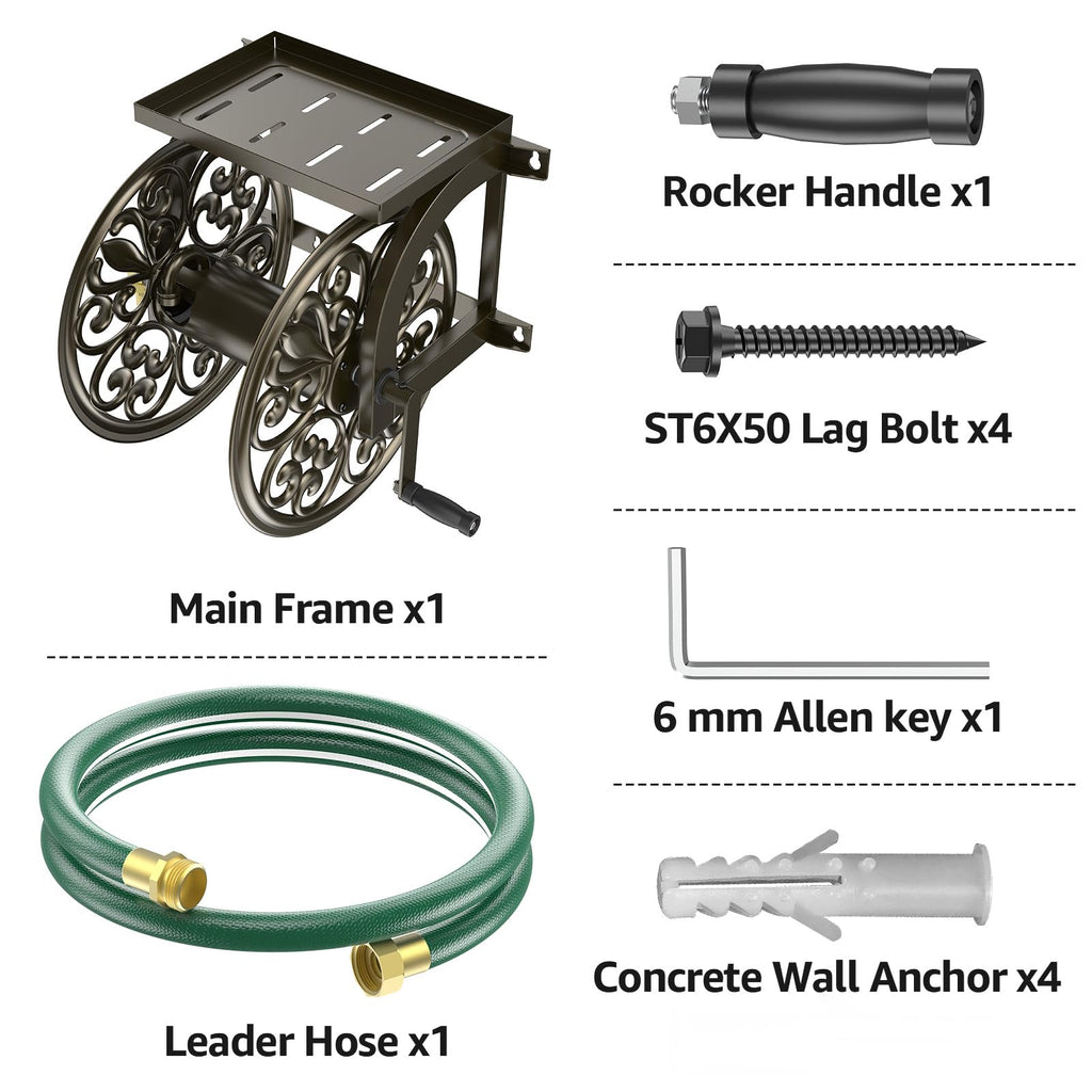 Wall Mount Garden Hose Reel, Holds 200-Feet of 5/8-Inch Hose N6446
