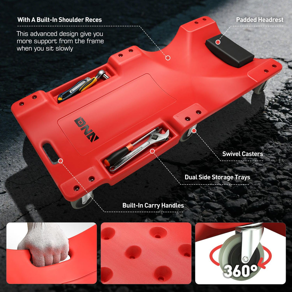 40 Inch Low Profile Rolling Creeper with Padded Headrest F819700