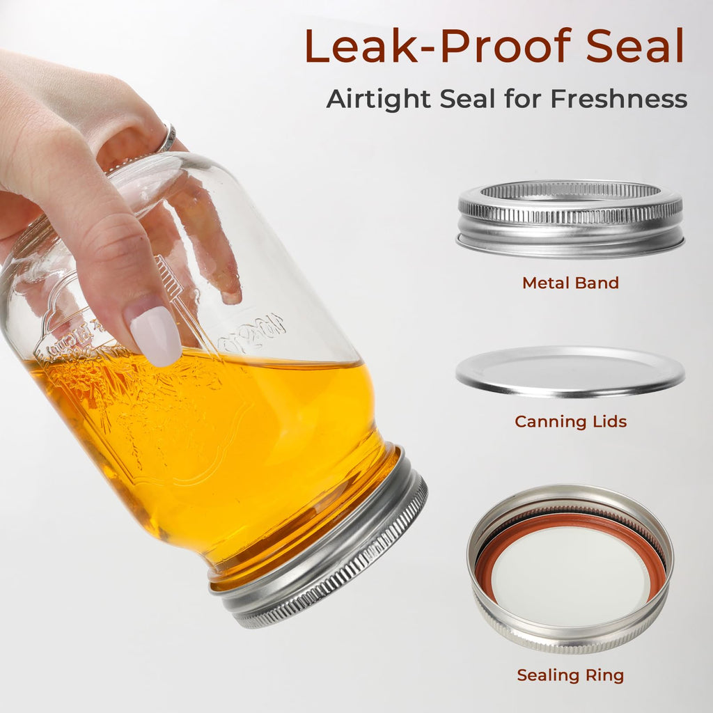 16oz 12 Pack Mason Jars with Airtight Lids M2679