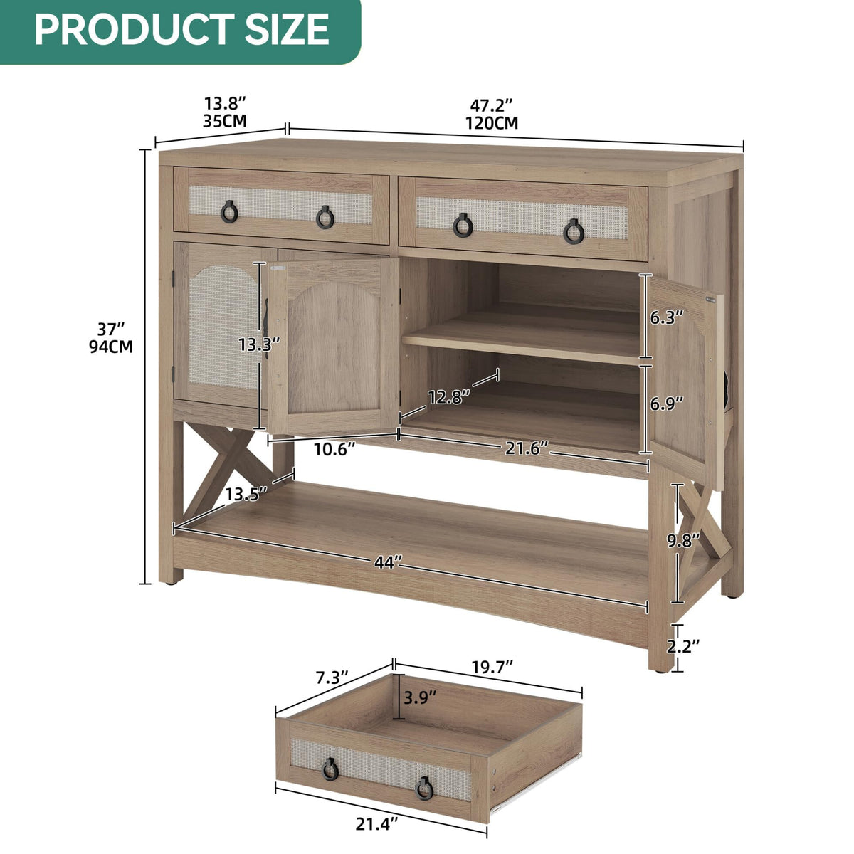 47.2" Console Table with 2 Drawers R767