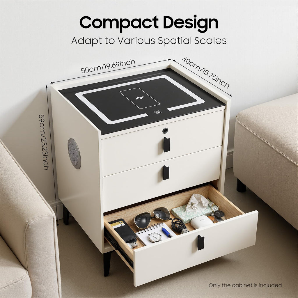 3-Drawer LED Nightstand with Wireless Charging Station Y927545