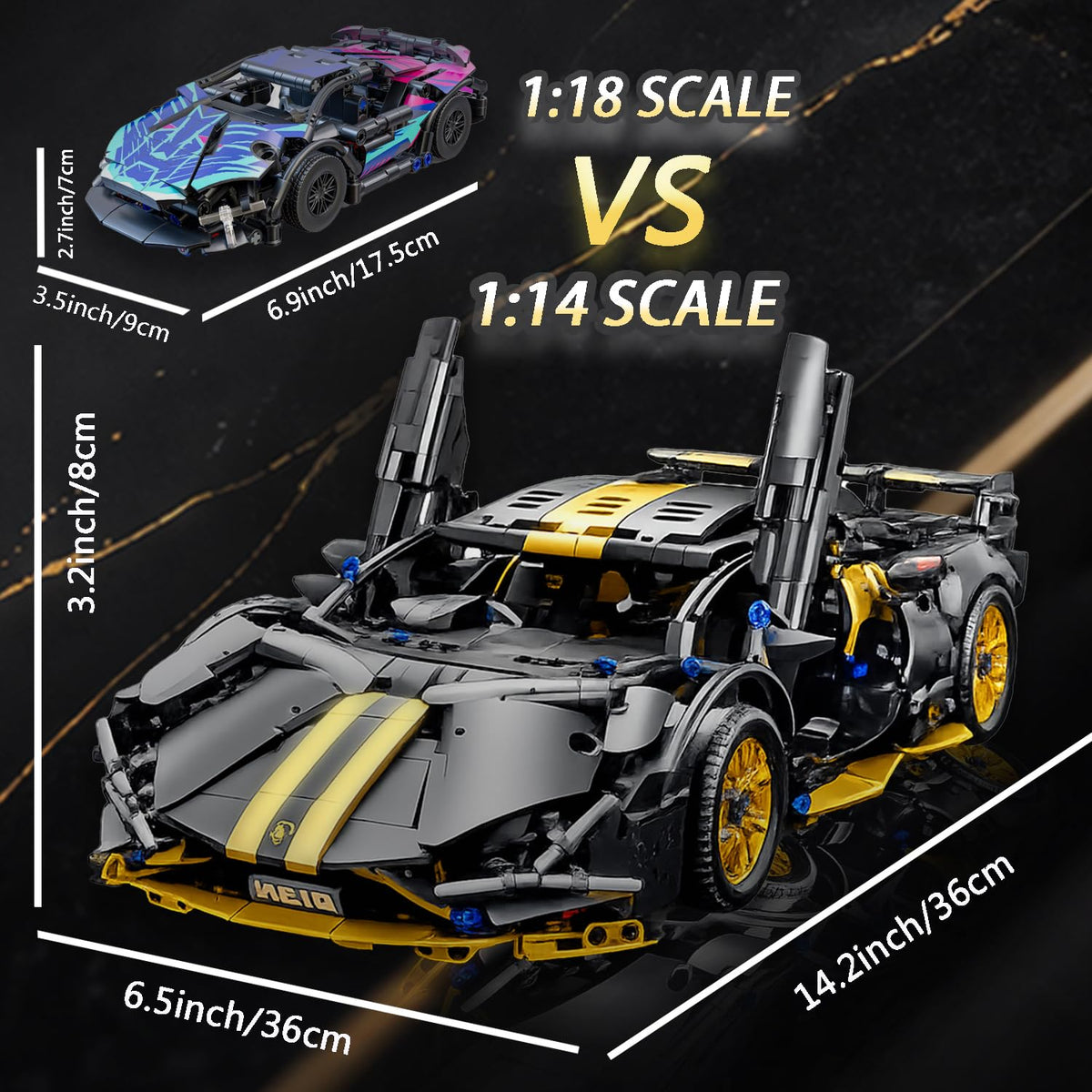 Black 1:14 Race Car Building Block Set S96341